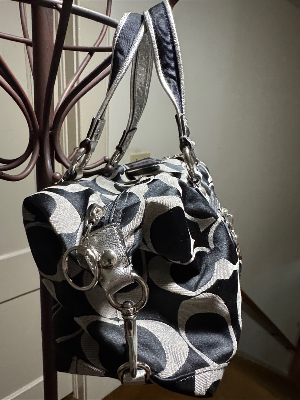 Coach Black and Silver Signature Satchel - Picture 5 of 8